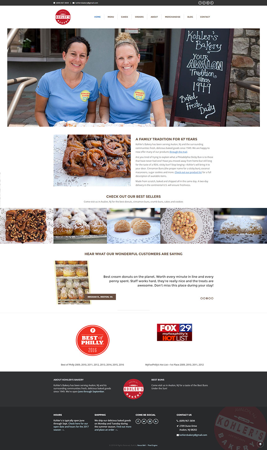 Web Design Portfolio - Kohler's Bakery Website Design - Colleen and Katie