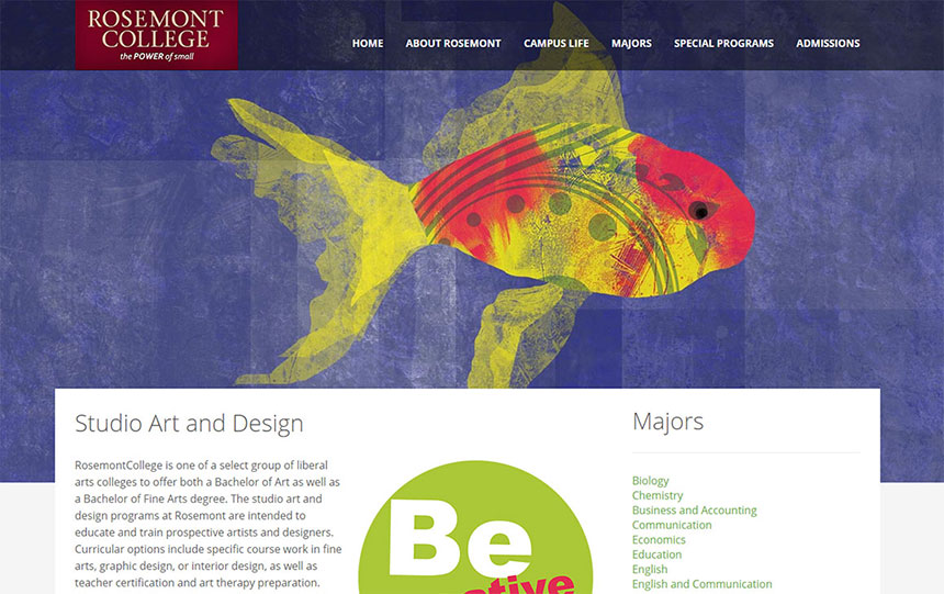 Web Design Portfolio - Rosemont College - Be The Big Fish