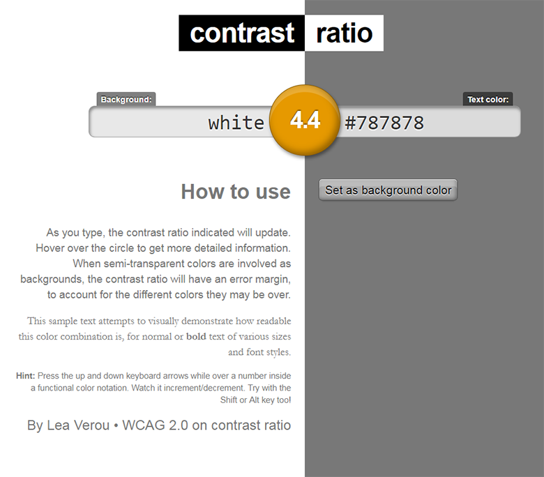 Contrast Ratio tool by Lea Verou