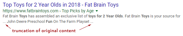 Search Snippet, Google, Truncated