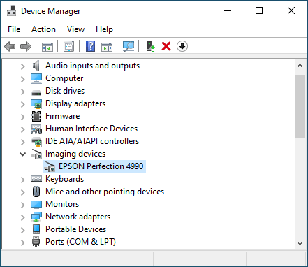 Epson 1200 Driver Setup - Device Manager - Epson Perfection 4990