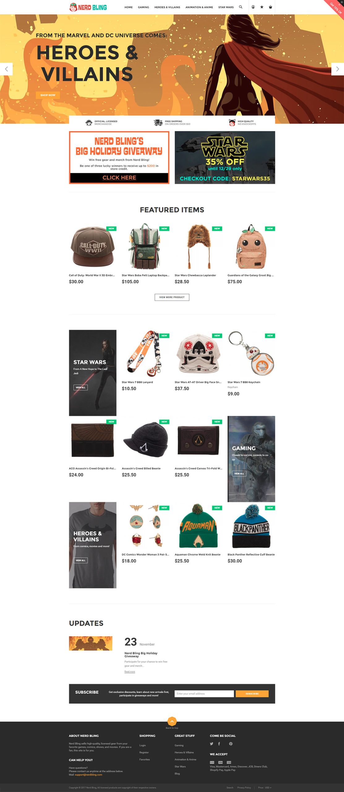 eCommerce Web Design Design - Nerd Bling