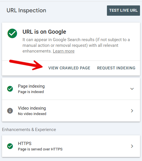 Google Search Console URL Inspection Tool