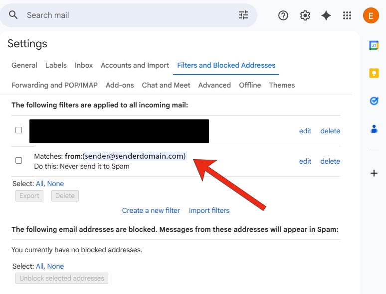6) The filter should now appear at the end of your list of current filters. Good Job!